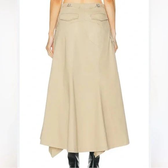 L'Academie Noma Tan Cotton Midi Skirt - Picture 2 of 6